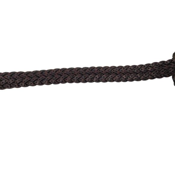 Vtg Brighton Mens Braided Leather Belt 36 Brown Silver Buckle Weaved Country - Picture 11 of 13